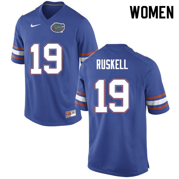 Women #19 Jack Ruskell Florida Gators College Football Jersey Blue